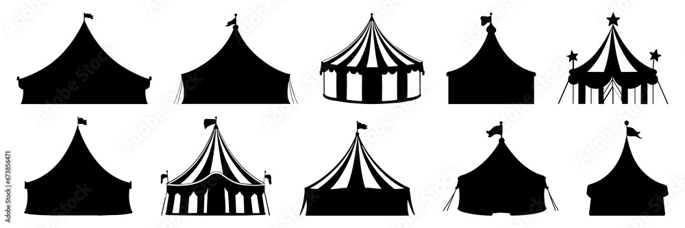 Circus silhouettes set, large pack of vector silhouette design ...