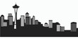 Seattle city skyline silhouette. Washington cityscape high building in vector for your design