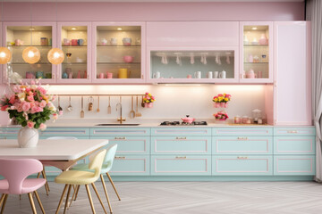 Wall Mural - Pastel coloured kitchen interior