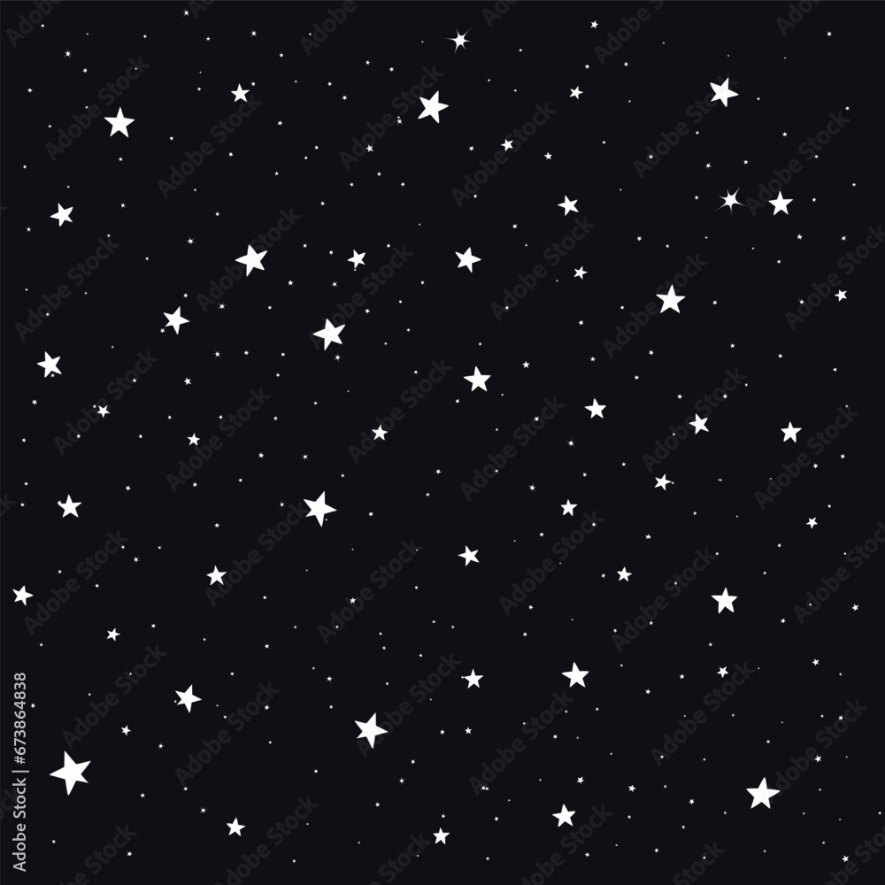Starry Night: A timeless seamless vector pattern with white stars on a ...