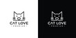cat pet love logo designs. pet vector icon line art outline.