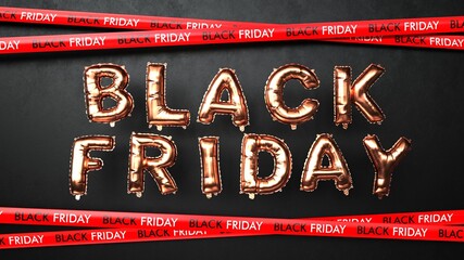 Canvas Print - Black Friday Balloons Banner - 3D Illustration