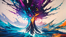 The Watercolor Wave Looks Like A Colorful Tree
