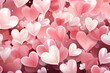 Dense cluster of pink hearts creating a romantic texture