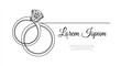 Continuous line drawing. Wedding rings. Black isolated on white background. Hand drawn vector illustration.