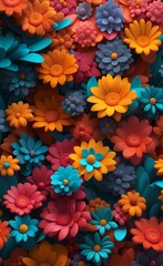 Wall Mural - 3D abstraction background wallpaper. Beautiful flower background 3D wallpaper, Generative AI