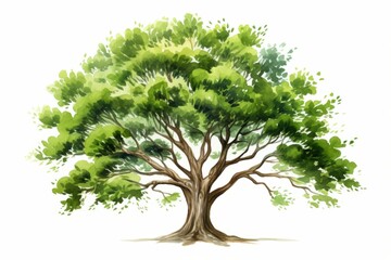Wall Mural - Watercolor Big tree isolate on white background