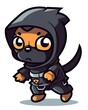 AI generated illustration of a humorous cartoon dog wearing a ninja costume