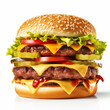 Delicious non veg burger on isolated white background - ai generative