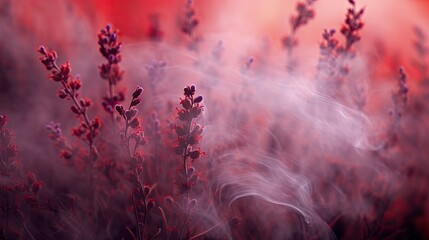 Wall Mural -  a close up of a bunch of flowers with smoke coming out of the top of the flowers and the bottom of the stems.  generative ai