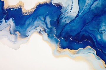 mesmerizing alcohol ink creation unfolds with a navy blue and gold marbling abstract background