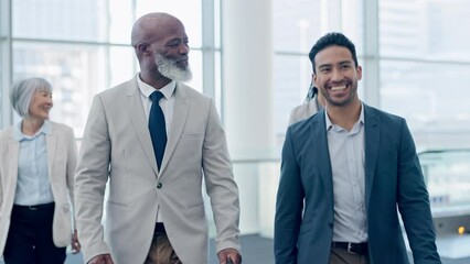 Wall Mural - Airport, walking or business people with suitcase speaking of travel, airplane flight and terminal gate for trip. Talking, luggage bag or men on journey, international transportation or global tour