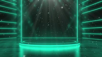 Wall Mural - Stage with Glowing Lights and Particles. 