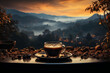 photography of epic coffee vibes landscape made with AI