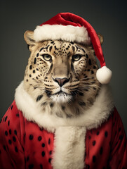 Wall Mural - An Anthropomorphic Leopard Dress Up as Santa Claus