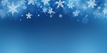 Blue Christmas Banner With Snowflakes. Merry Christmas And Happy New Year Greeting Banner. Horizontal New Year Background, Headers, Posters, Cards, Website. Vector Illustration.  Generative AI	

