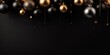 Elegant Christmas background with shiny decorations, black background with New Year decoration. Generative AI	
