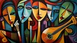 © Wirestock - abstract painting showing a group of people playing music with instruments