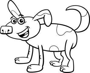 Wall Mural - funny cartoon dog animal character coloring page