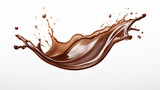 
respingo líquido de chocolate em um fundo branco com espaço de cópia