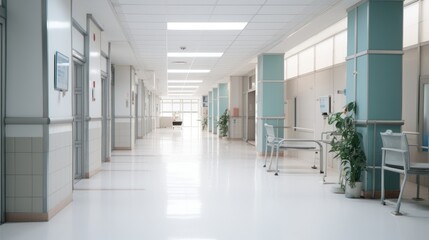 Wall Mural - Modern hospital corridor for clean background