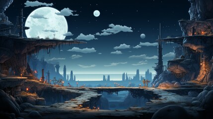 Wall Mural - futuristic 2d platformer background 