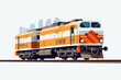 Vector of an orange and white locomotive