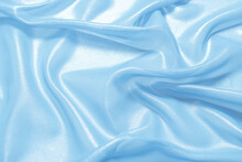 Blue Shiny Pearl Fabric As A Background.