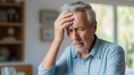 Poster - Elderly man with memory loss and confusion, a symptom of dementia