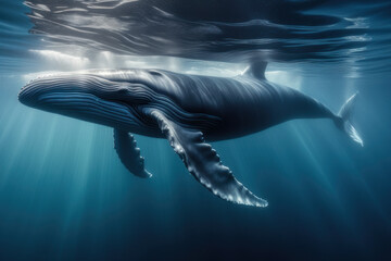 wildlife photography of a blue whale