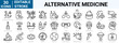 © Ruslan Ivantsov - set of 30 line web icons alternative medicine. Vitamin therapy, anti-aging, wellness, Ayurveda, Chinese medicine. Holistic Center. Editable stroke.