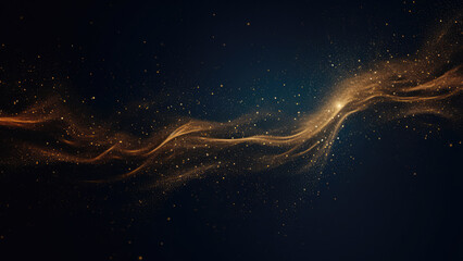 Luxurious golden dust waves with glittering particles