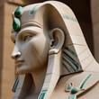 An enigmatic sphinx looks into the lens with its piercing emerald eyes.Generative Ai 
