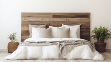 Very Elegant Bed With Rustic Wooden Backrest