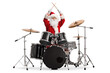 Happy santa claus playing the drums