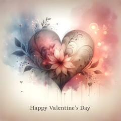 Wall Mural - Happy Valentine's day card, festive romantic background, hart and roses template
