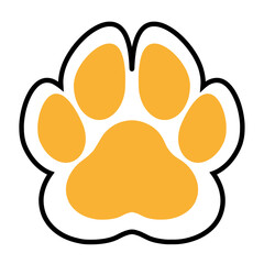 Wall Mural - yellow border paw logo on white background