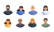 Set of 3d people avatars. Multinational business team. Diverse cartoon men and women of various ethnicities. Portraits of happy people on a white background. Cartoon characters woman and man, vector