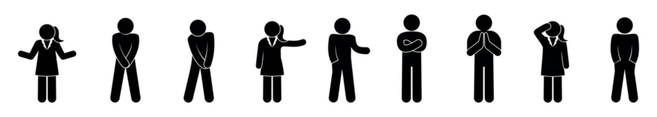 stick figure, man icon, people illustration, isolated human silhouettes