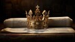 a majestic King's Crown resting atop the sacred Hebrew Torah Scroll, the symbolic and historical significance of this union.