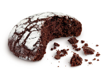 Wall Mural - Chocolate brownie cookie isolated on white background with full depth of field