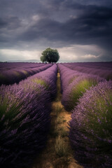 Wall Mural - Stunning lavender field generative AI