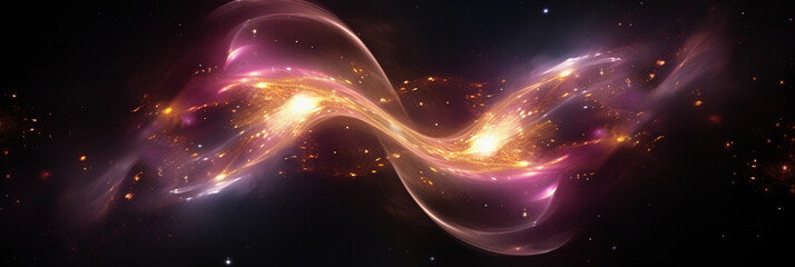 Wall Mural - friendship as an abstract cosmic event, two colliding galaxies with sparkling stars, swirls of pink 