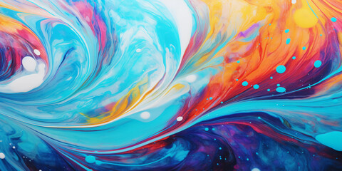 Wall Mural - textured acrylic paint swirls on canvas, abstract, psychedelic colors, energetic