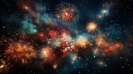 Wall Mural - Happy Holiday Fireworks Night Sky Your , Bright Background, Background Hd