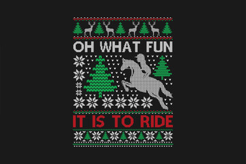 Wall Mural - Oh what fun it is to Ride Ugly Christmas Sweater Sublimation Pattern