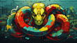 graffiti on wall spirit animal snake shamanism - by generative ai