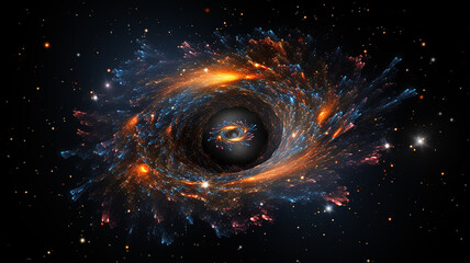 Wall Mural - black hole, illustration of a multicolored singularity in outer space abstract fictional bright cosm
