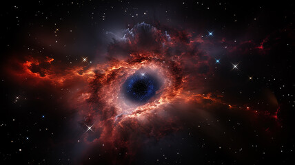 Wall Mural - black hole, illustration of a multicolored singularity in outer space abstract fictional bright cosm
