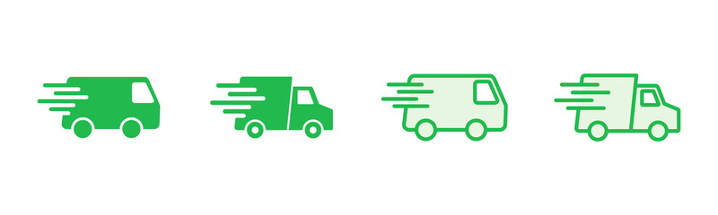 Fast shipping delivery truck icon set. Delivery truck icon. fast delivery icon